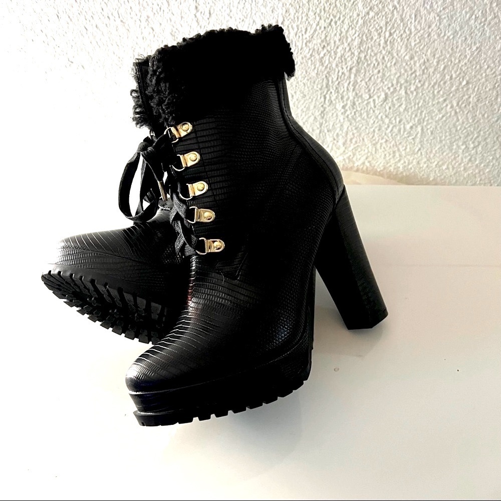 Shoedazzle High Hill Combat Boots